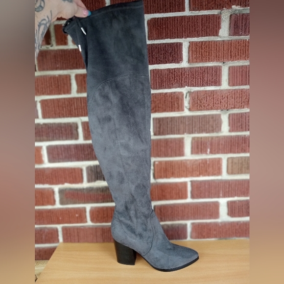 NWT Marc Fisher Ltd. 'Arletta' Over-the-Knee Pointy Toe Boots in Charcoal Grey - Picture 6 of 11